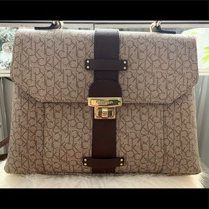 Calvin Klein signature print leather handbag